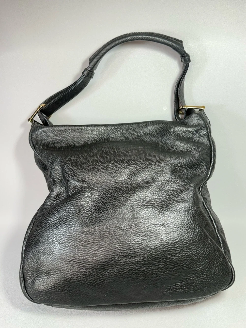 & Other Stories Black Pebbled Leather Slouchy Hobo Shoulder Bag